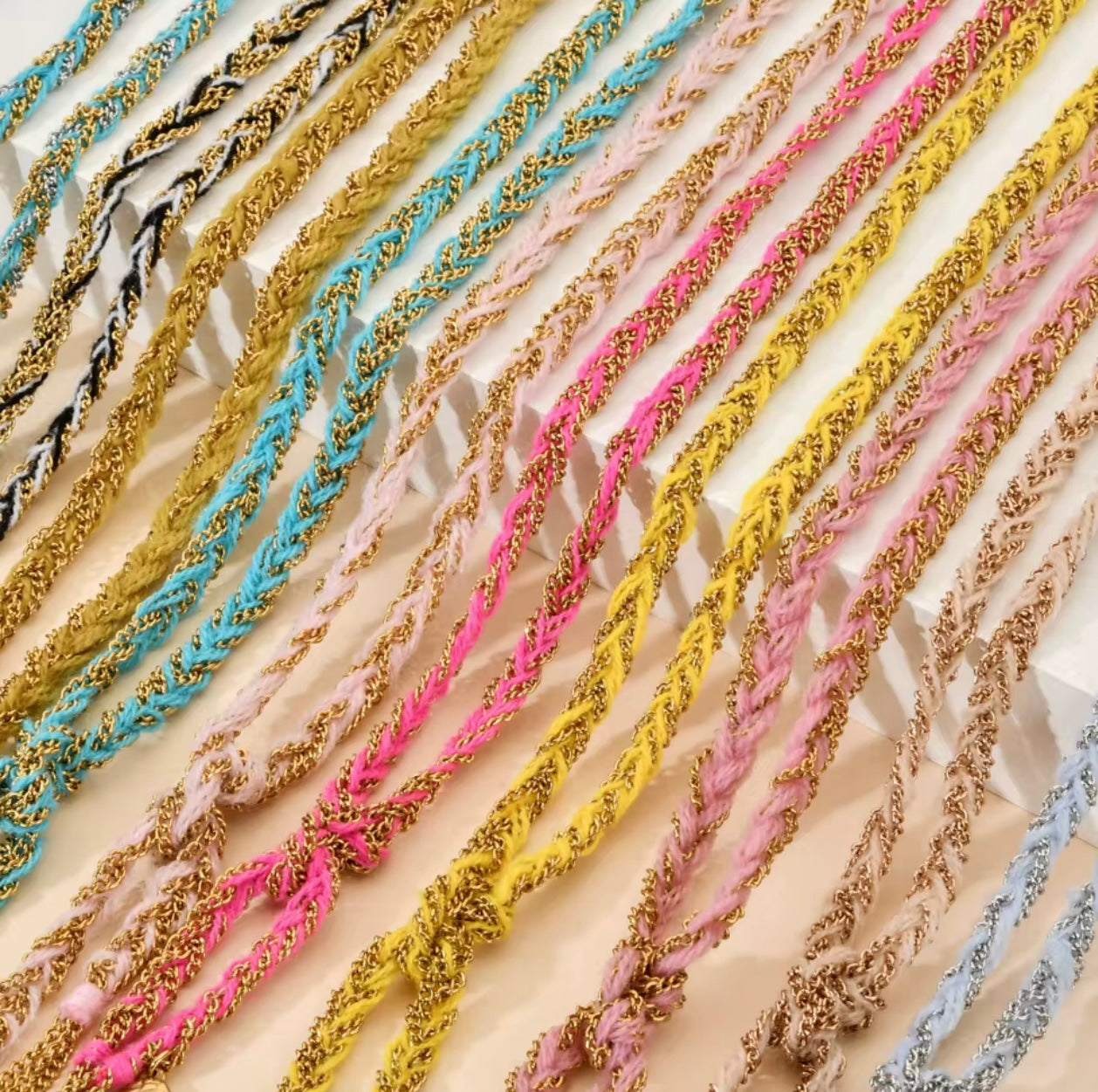 COLOURFUL WOVEN CHARM BRACELETS