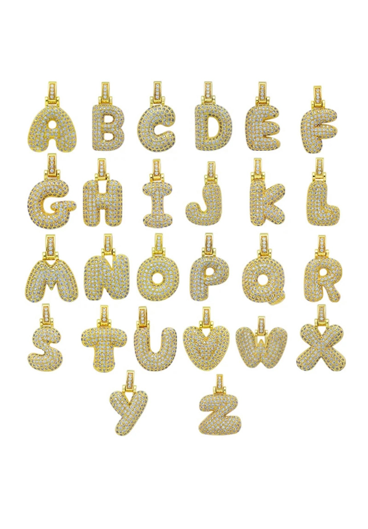 BUBBLE LETTER GOLD NECKLACE