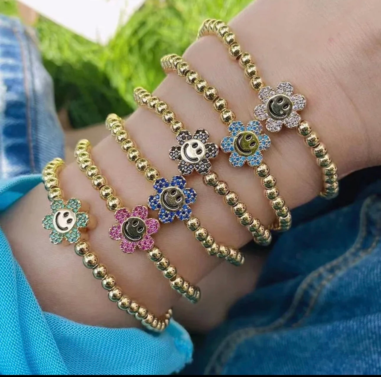 PAVE CRYSTAL FLOWER POWER BRACELET