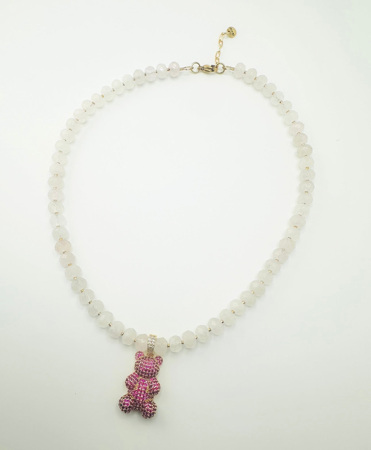 ROSE QUARTZ TEDDY NECKLACE