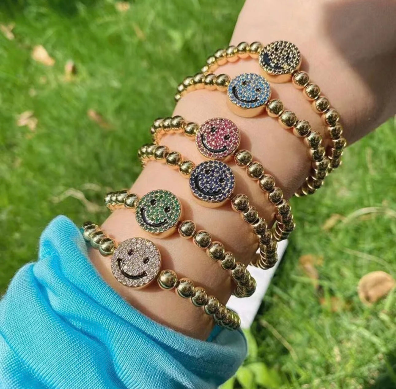 PAVE CRYSTAL HAPPY FACE BRACELET