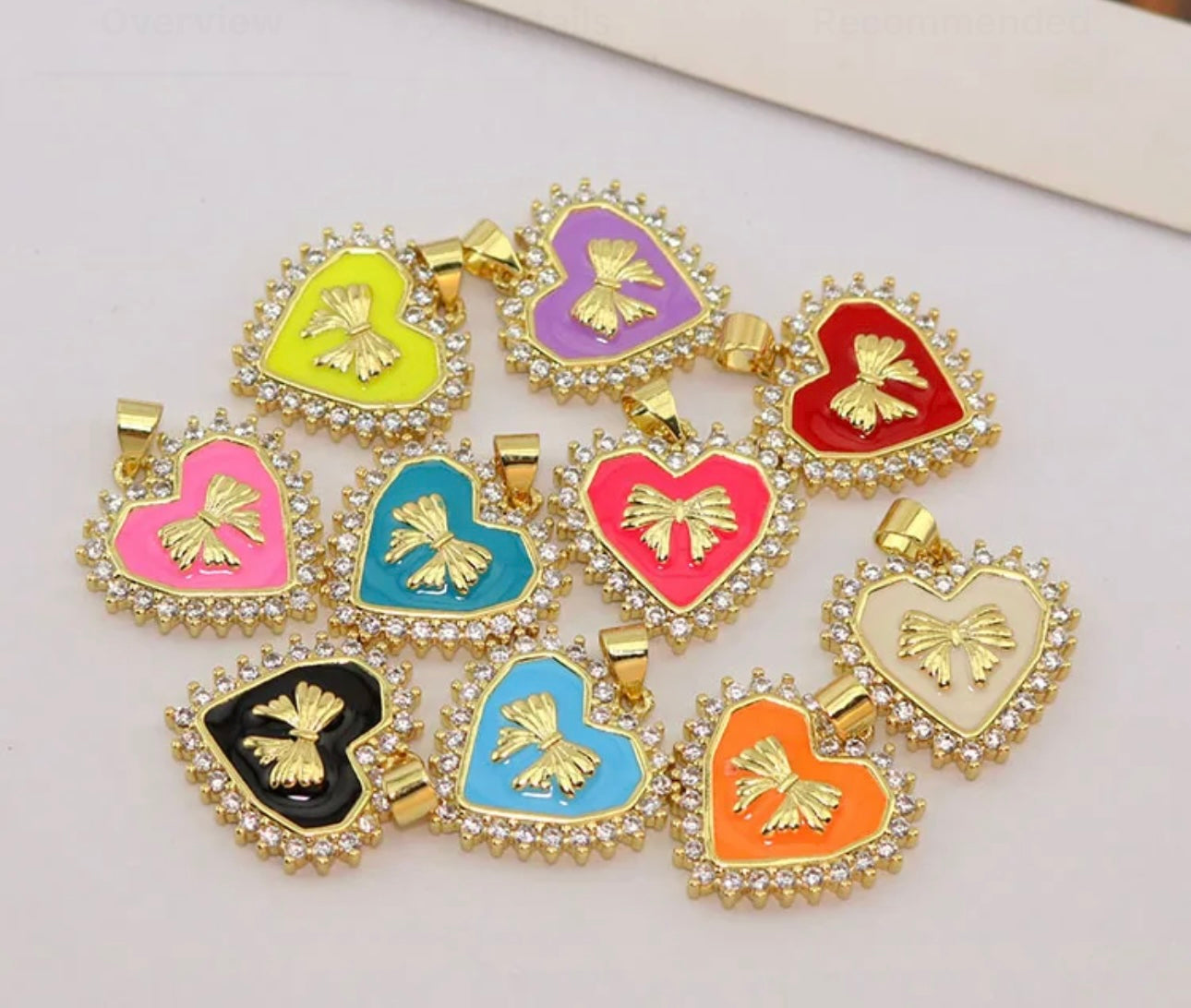 CRYSTAL HEART BOW NECKLACE