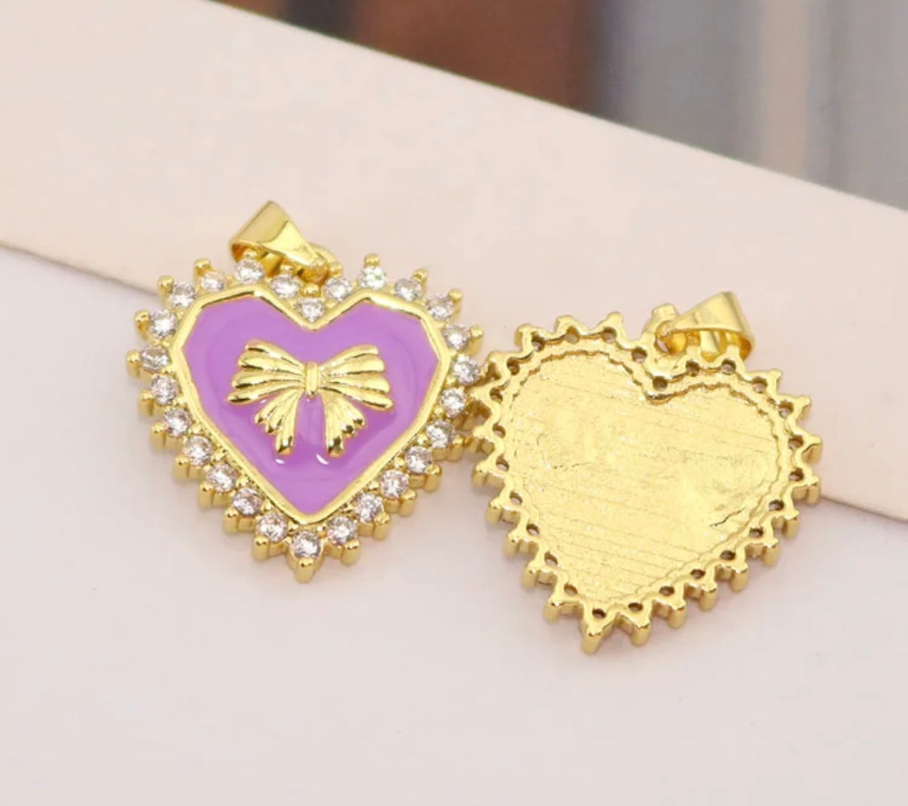 CRYSTAL HEART BOW NECKLACE