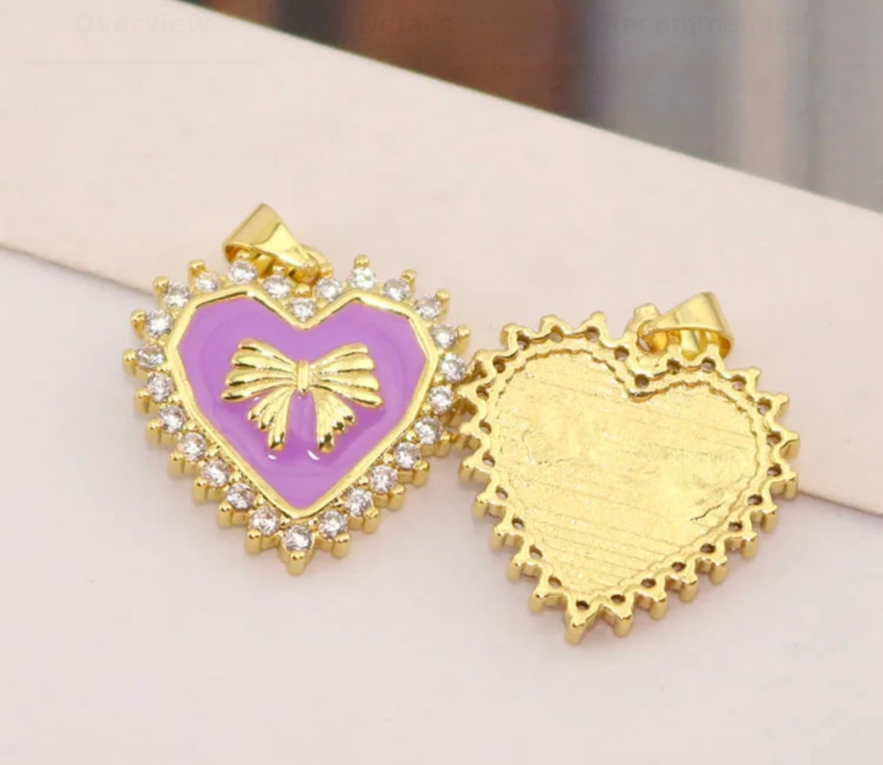 CRYSTAL HEART BOW NECKLACE