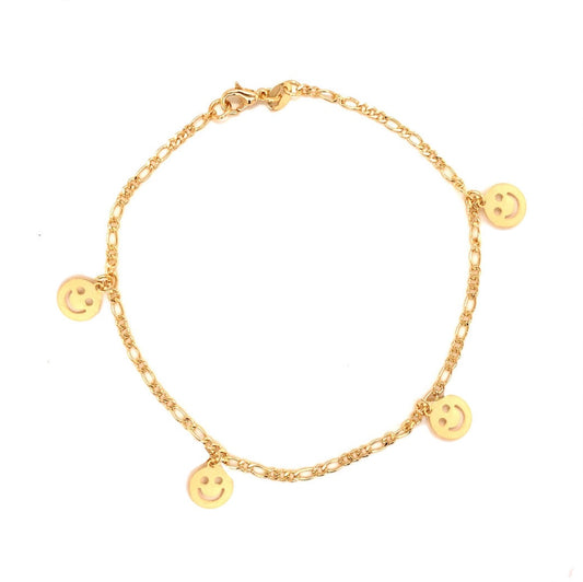 DANGLING HAPPY FACE ANKLET