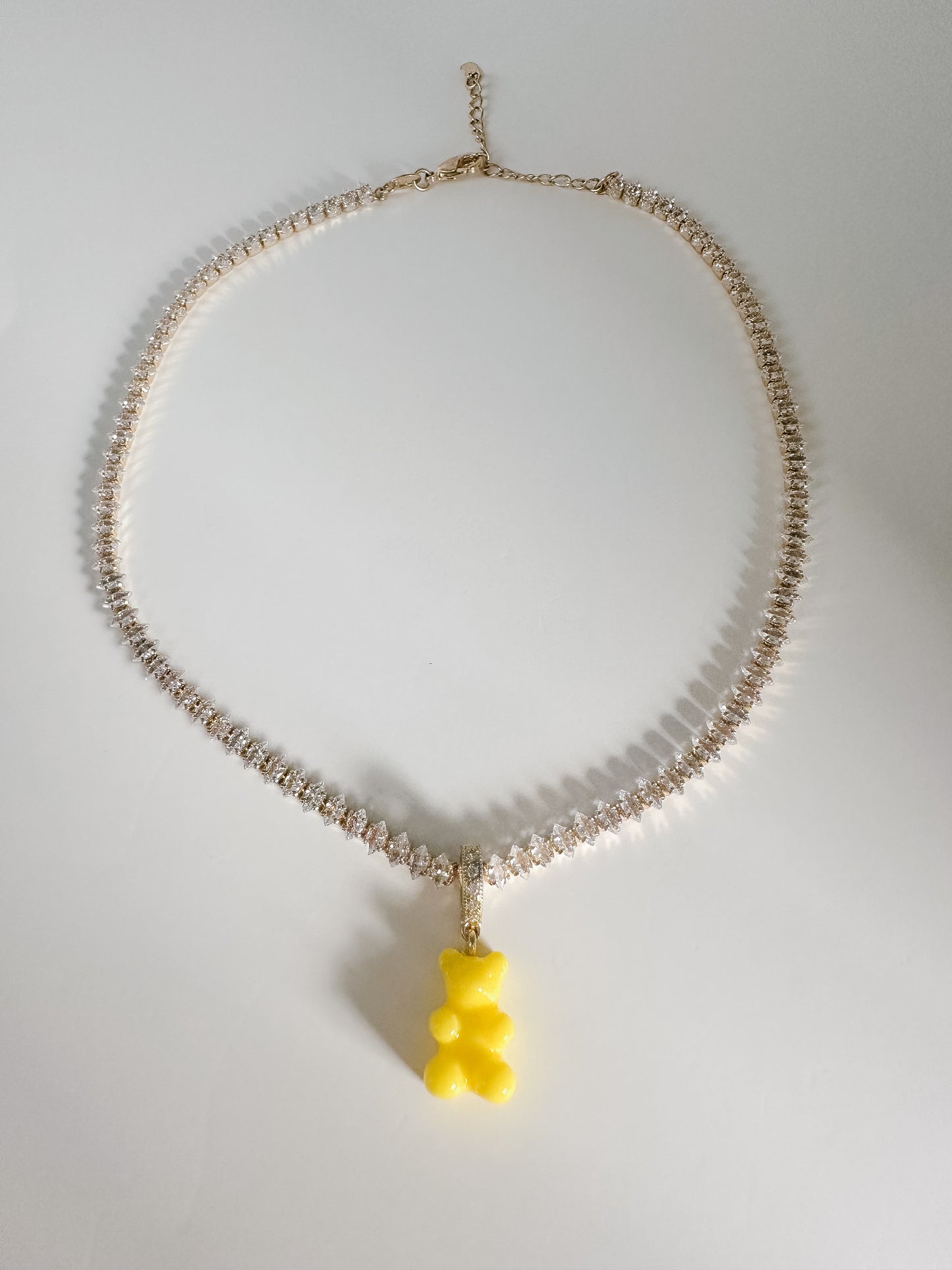 CZ MARQUIS TENNIS NECKLACE W/BEAR