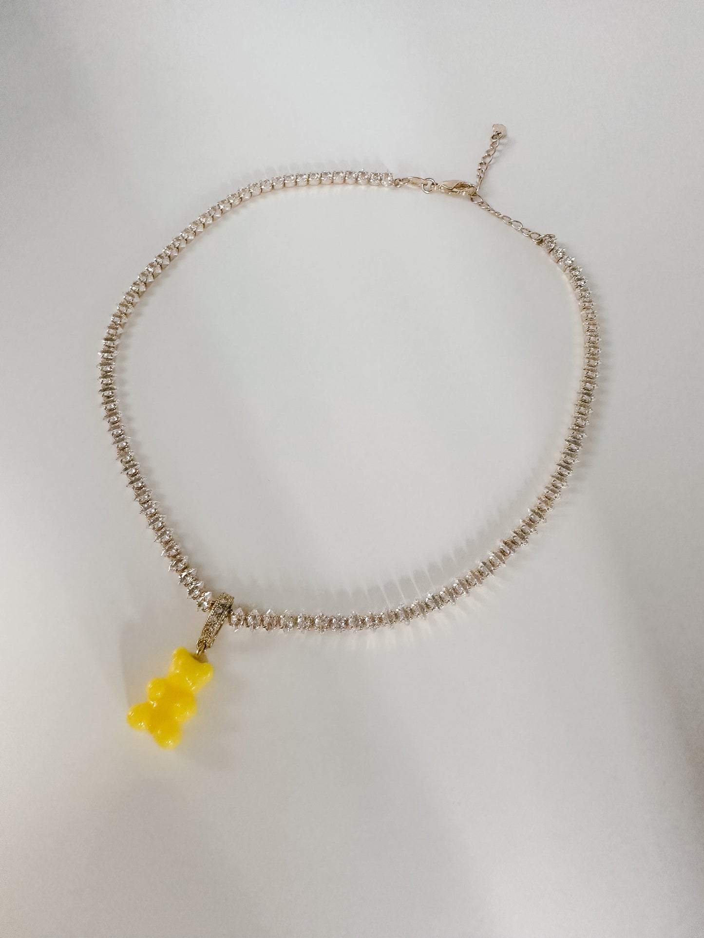 CZ MARQUIS TENNIS NECKLACE W/BEAR