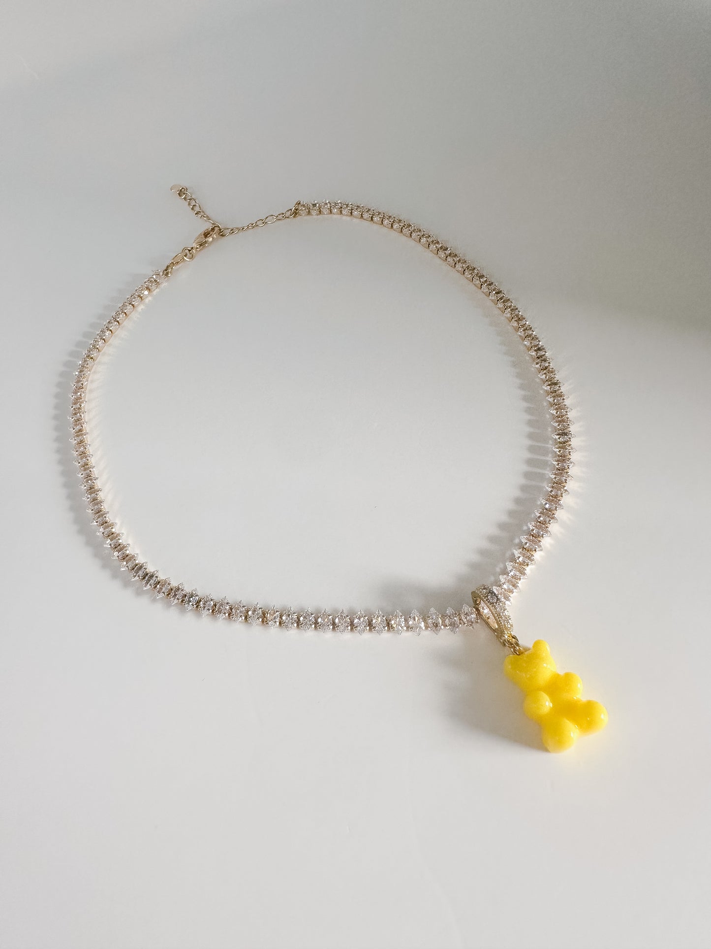 CZ MARQUIS TENNIS NECKLACE W/BEAR