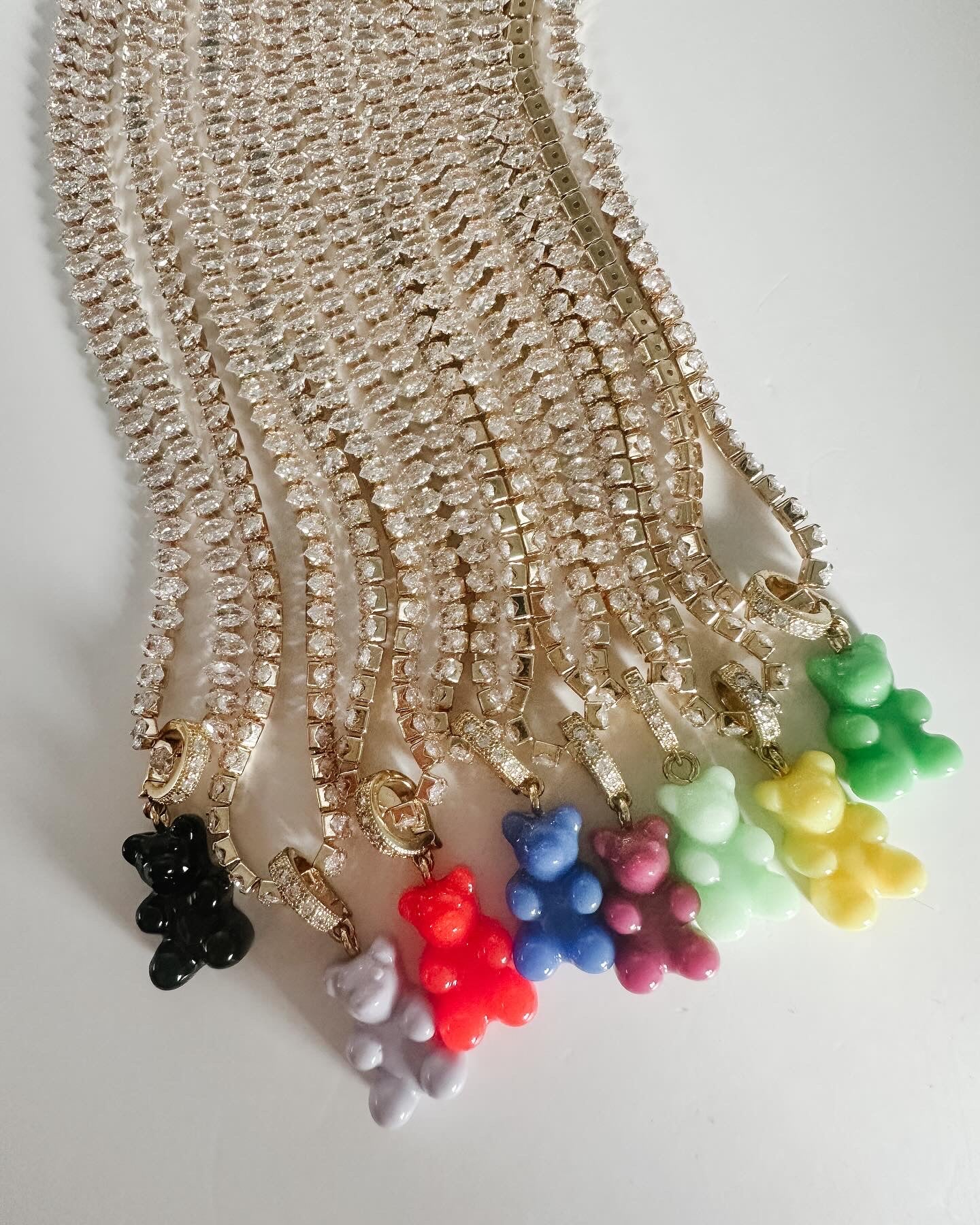 CZ MARQUIS TENNIS NECKLACE W/BEAR