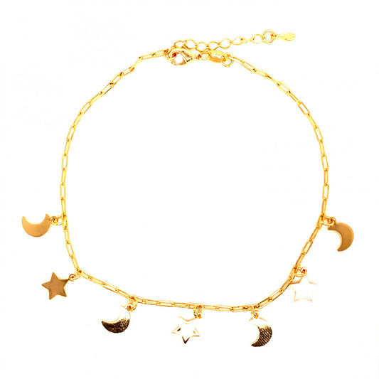 MOON AND STAR GOLD FILLED ANKLET