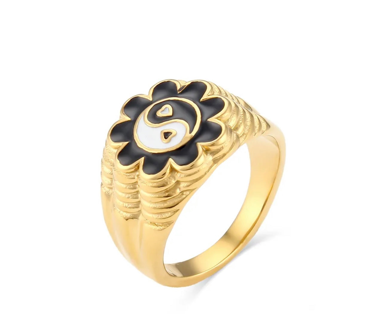 YIN YANG FLOWER RING