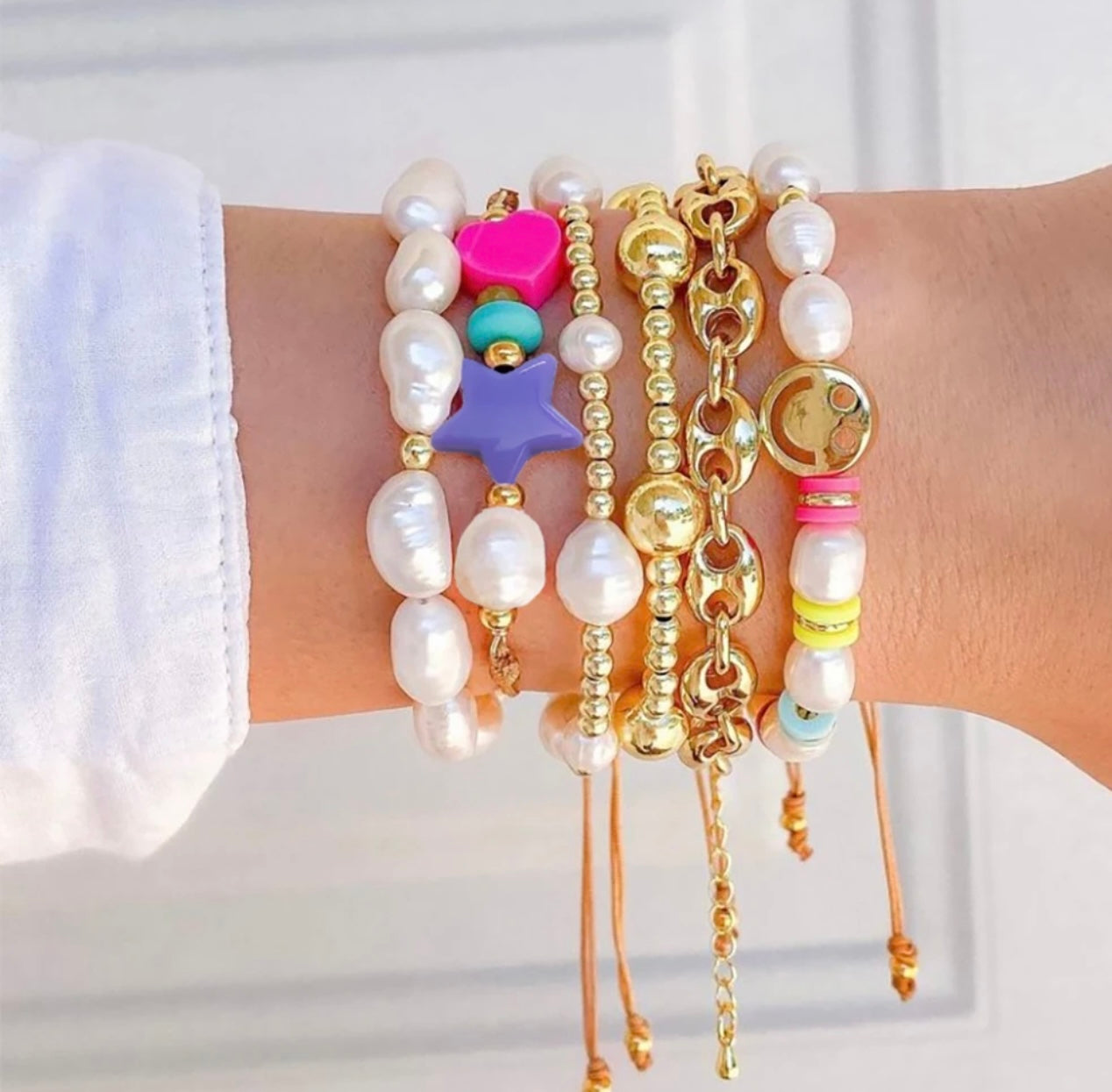 PASTEL HAPPY FACE STACKABLE BRACELET