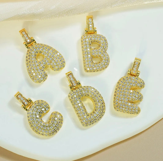 BUBBLE LETTER GOLD NECKLACE