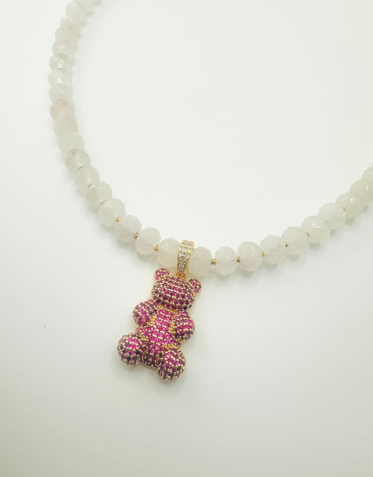 ROSE QUARTZ TEDDY NECKLACE