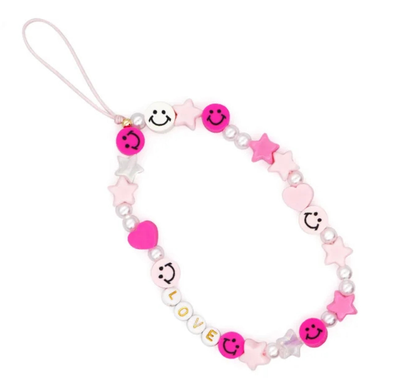 THINK PINK HAPPY FACE PHONE CHARM