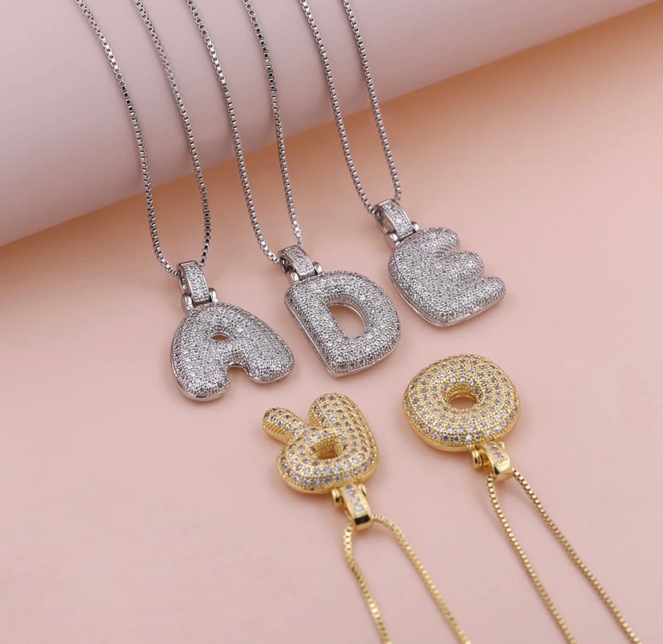 BUBBLE LETTER SILVER NECKLACE