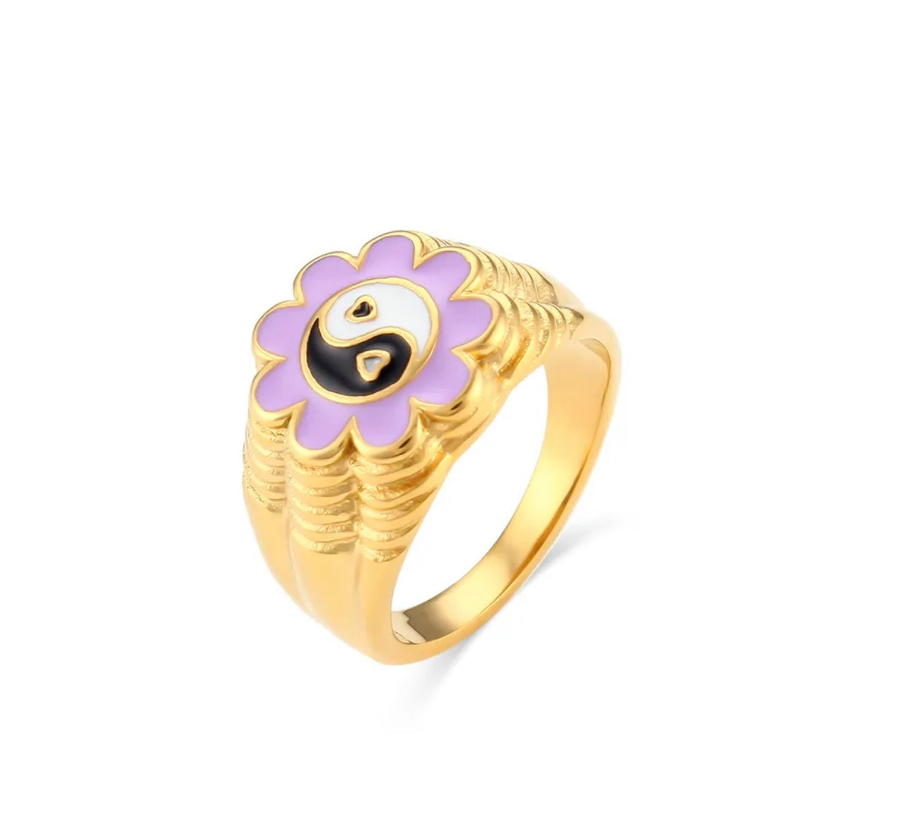 YIN AND YANG FLOWER RING
